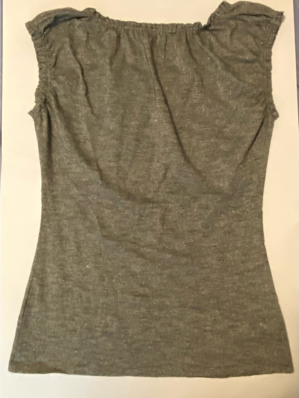 LOFT Gray Micro-Striped Ruffled Tank Top - Picture 4 of 6